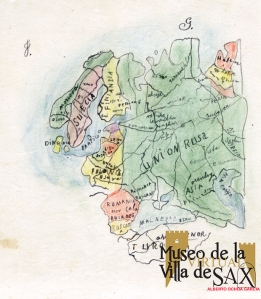 Dibujo de la localización de la URSS efectuado por José García Navarro